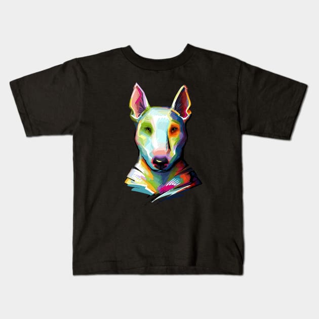 English Bull Terrier Colorful Painting Kids T-Shirt by stonemask